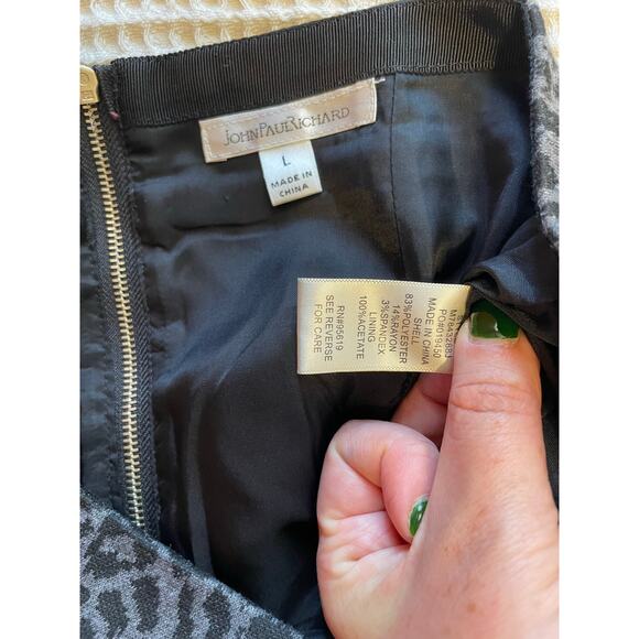 John Paul Richard Y2K Cheetah Print Black & Gray Mini Pencil Skirt Size Large - Picture 9 of 10